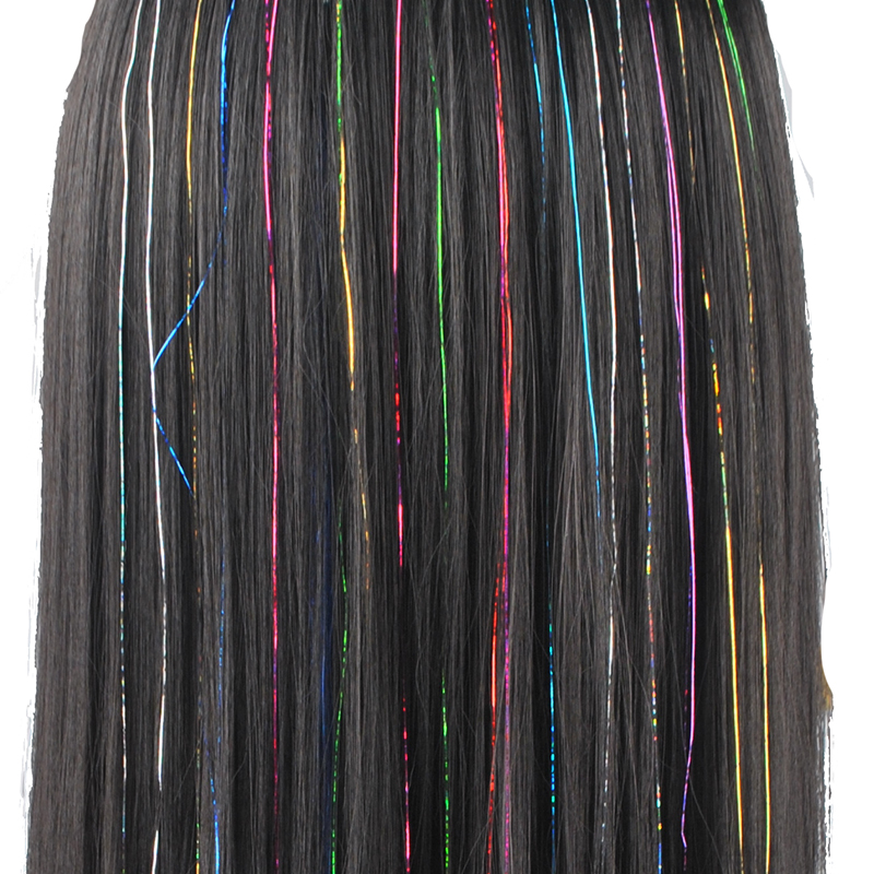 100cm 150 tråder/stk sparkle hair tinsel bling hårdekorasjon for syntetisk hårforlengelse glitter regnbue for jenter og fest