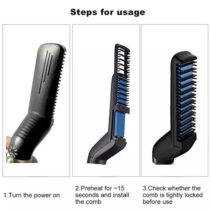 Multifonctionnel électrique cheveux barbe lisseur rapide cheveux Styler accessoires de coiffure bigoudi pour hommes cheveux peigne brosse directe