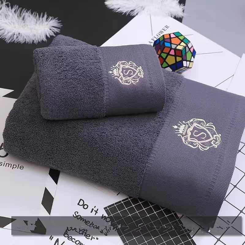 100% cotton towel household towel face towel soft and comfortable thickened adult sports handkerchief white gray blue: Dark Grey