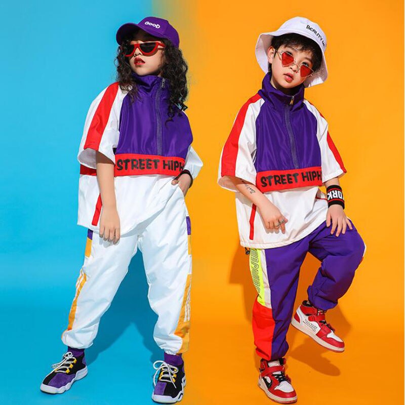 Enfants salle de bal Jazz danse Costumes veste ample pantalon hip-hop vêtements garçons danse moderne scène vêtements Concert rue tenues