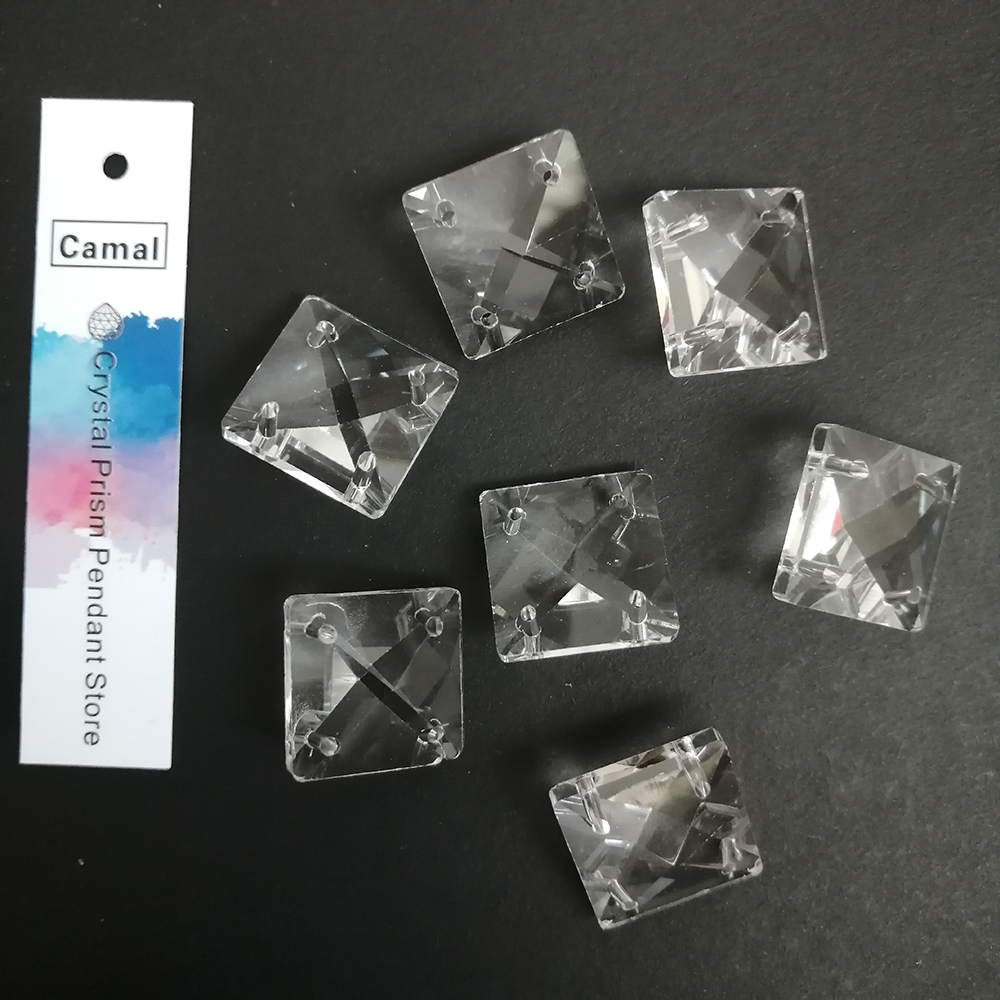 Kamel 10 stk 14/18/22mm krystall løse firkantede perler med 4 skrog anheng prismer lampe belysning lysekrone del hengende hjemmeinnredning