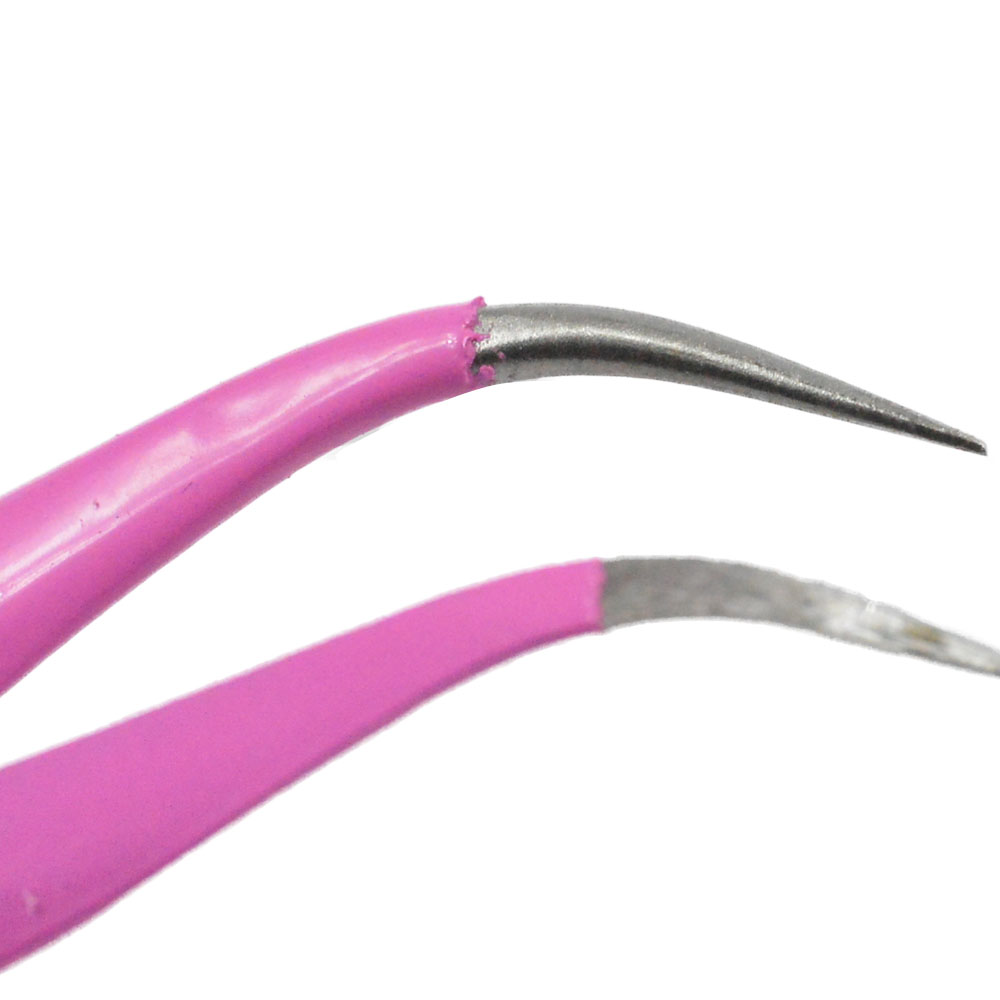 Raka+böjda ögonbryn ögonfranspincett nagelkonstverktyg rosa nipper för plockare strass dekorationer klistermärke verktyg  e311/ fb-t -1