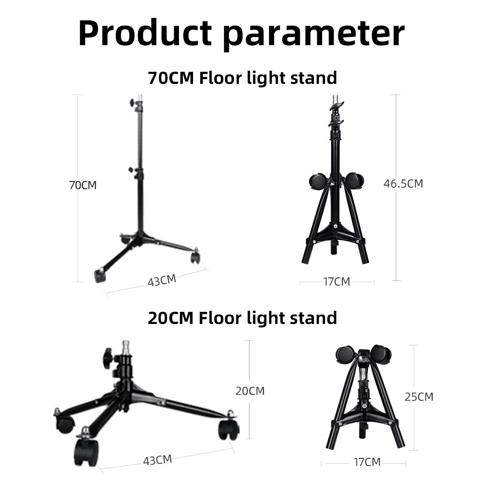 70cm Portable Folding Durable Wheels Floor Light Stand