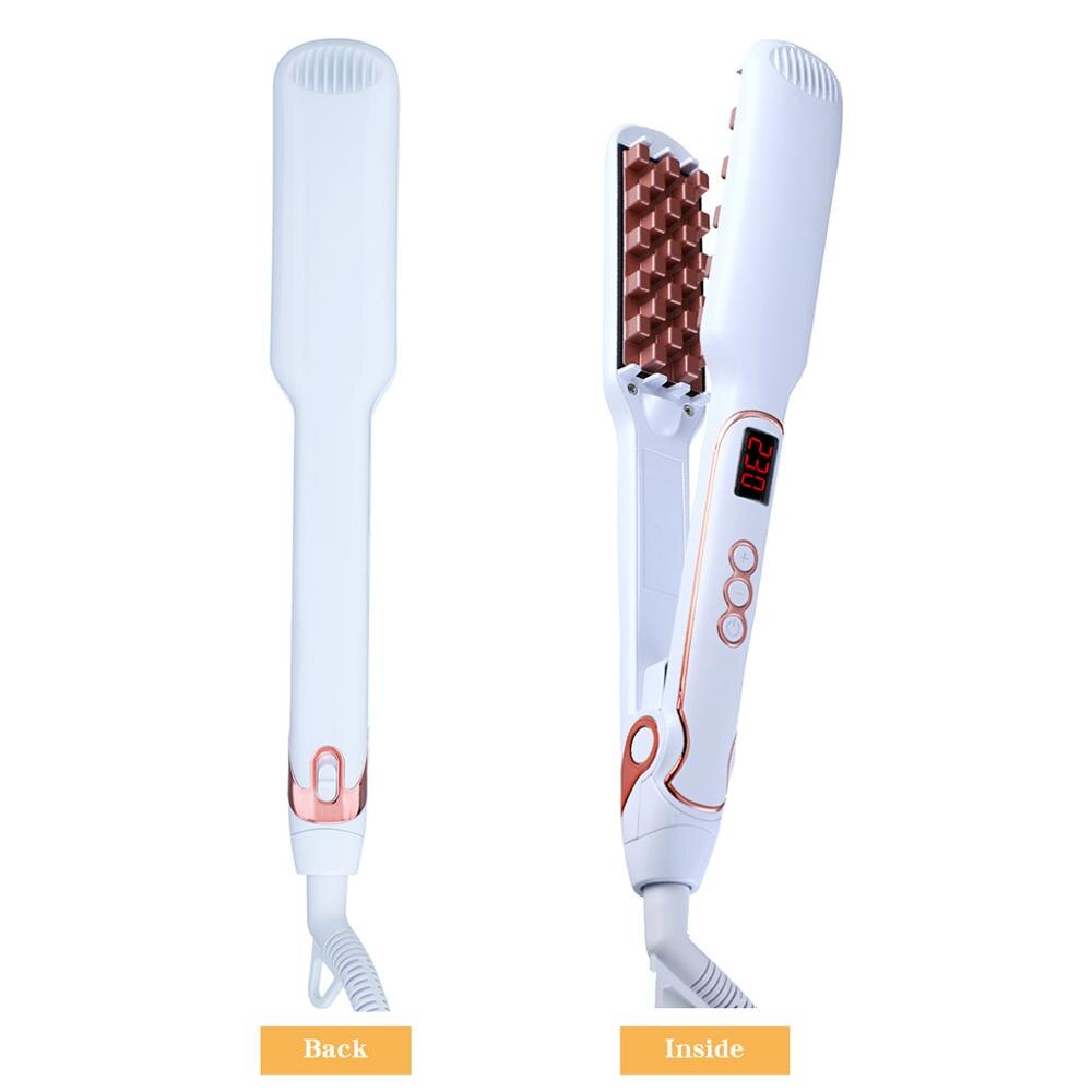 Plancha voluminizadora de pelo clásica 2 en 1, peines de pelo de cerámica, engarzador de temperatura ajustable, cepillos para maíz
