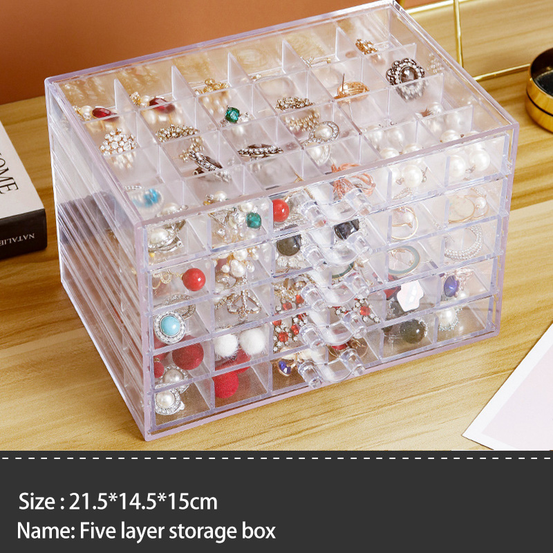 Caja organizadora de plástico transparente multifuncional con rejillas, contenedor, caja de almacenamiento para decoración de uñas, organizador de cuentas, joyería DIY para manicura: Gris claro