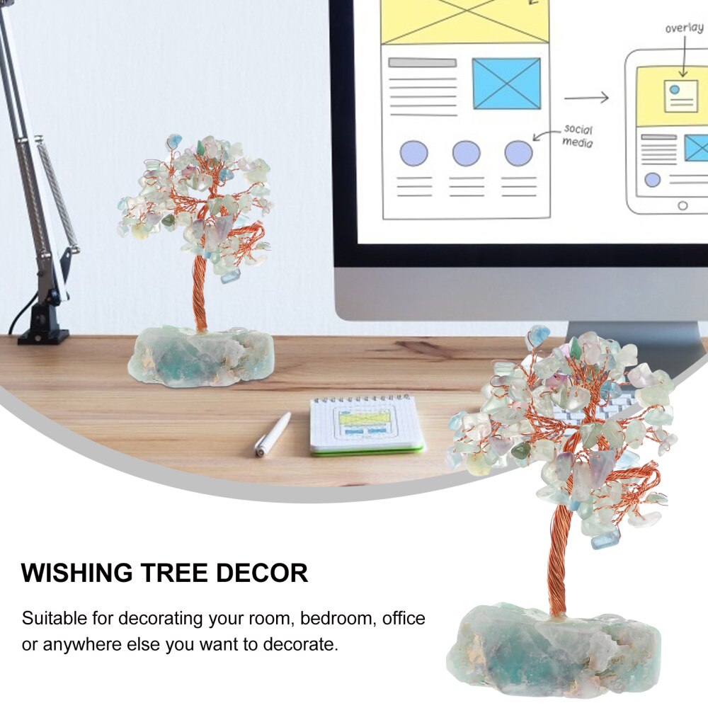 Delicate Wishing Tree Ornament Crystal Tree Adornment Fortune Tree Decoration