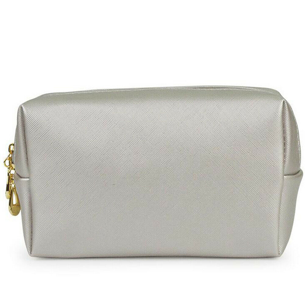 Estojo de maquiagem beleza, bolsa organizadora para viagem, produtos de higiene pessoal, preto, rosa, marrom, prata: Prata