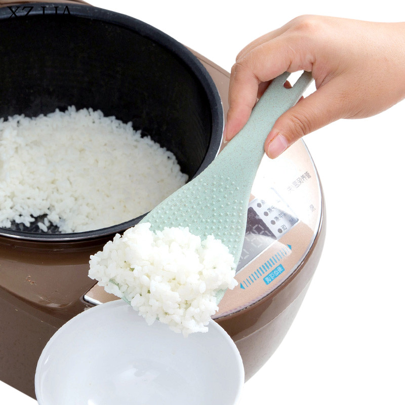 Xzjja øko-beskyttelse hvede halm ris scoop non-stick måltid spiseske ske køkkenredskaber stor ris padle komfur skovl skeer