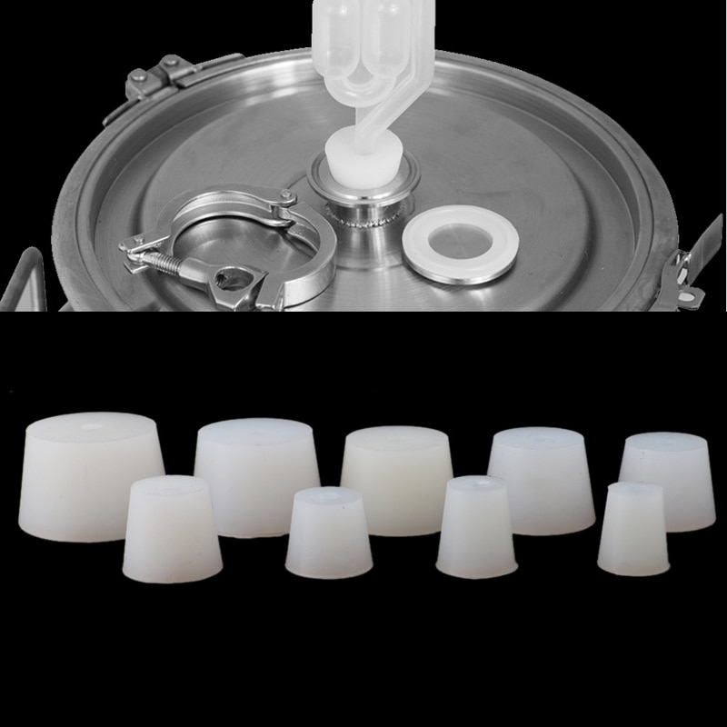 2 pcs Home Brew Vinho Rolhas de Silicone Plug Rolha De Borracha Com Furo Válvula Airlock Vinho Bubbler Cerveja Barra de Ferramentas
