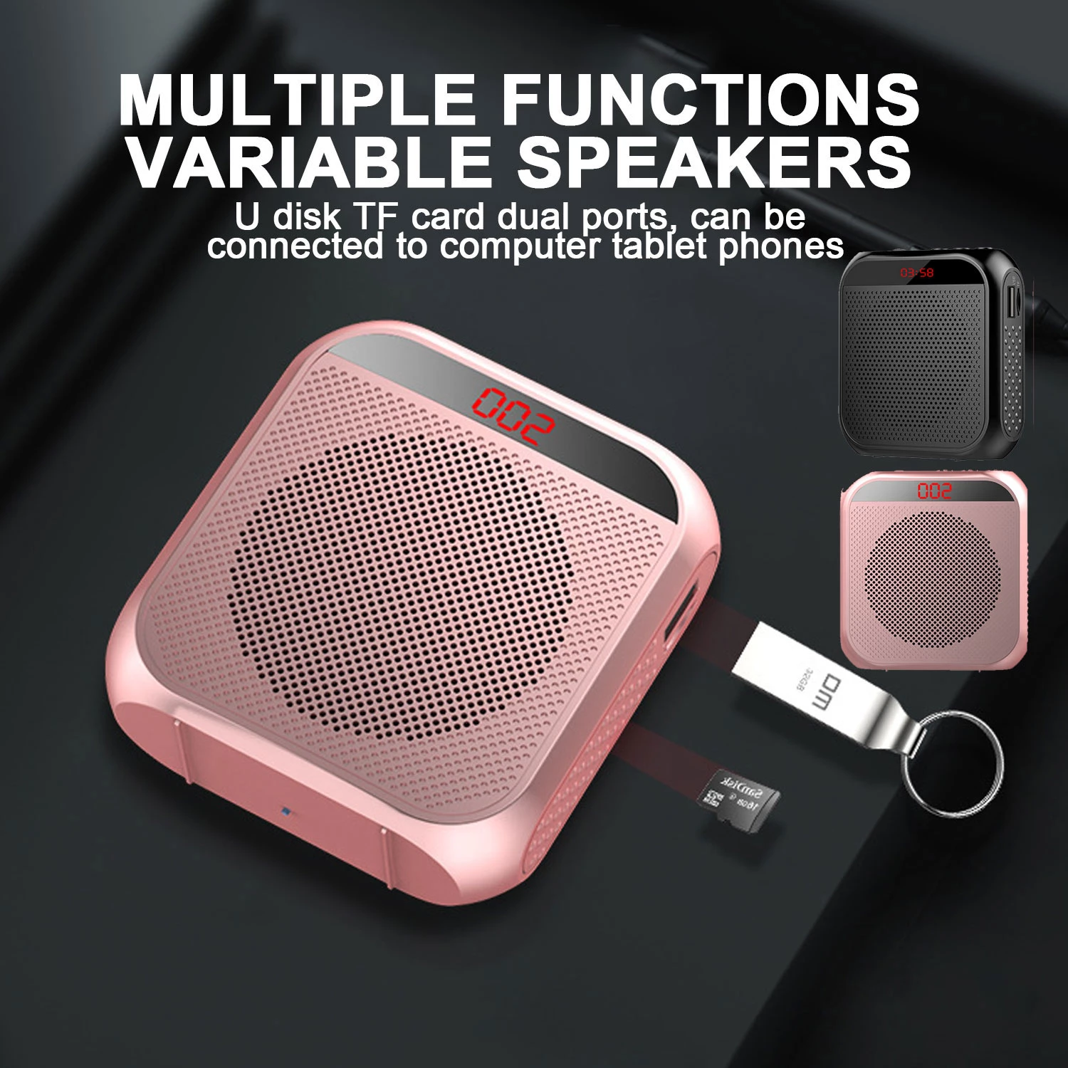 Amplificador de voz megáfono, altavoz de voz Personal portátil con pantalla de micrófono, altavoz para profesores, guía turística de voz
