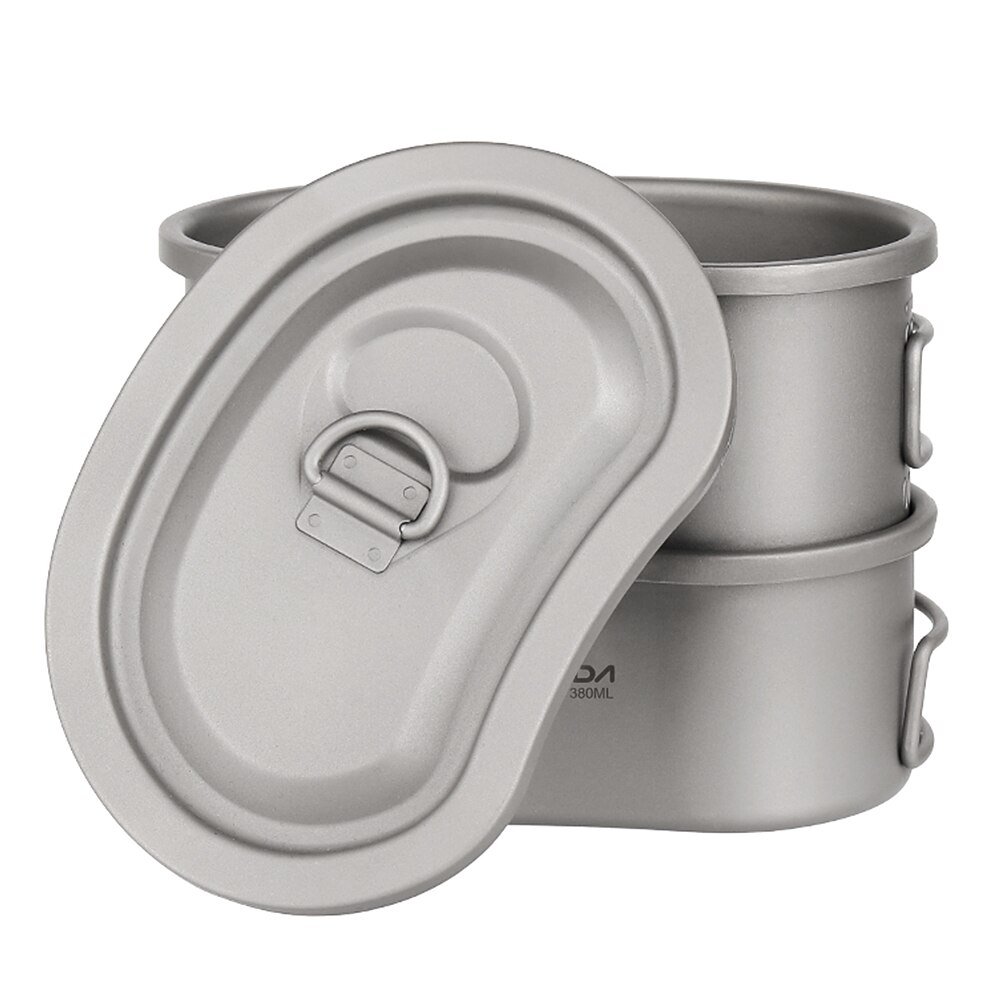 Lixada Outdoor Camping Titanium Canteen Set 380ml 750ml Hanging Pot Outdoor Cutlery Camping Canteen Home Picnic Backpacking