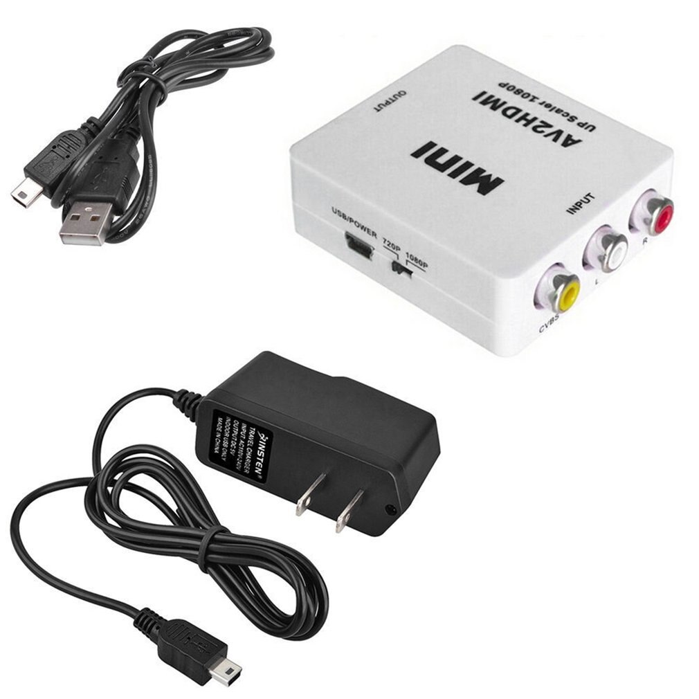 RCA AV To HDMI Converter Adapter Composite for Nintendo NES SNES PS1 SEGA DVD + AC