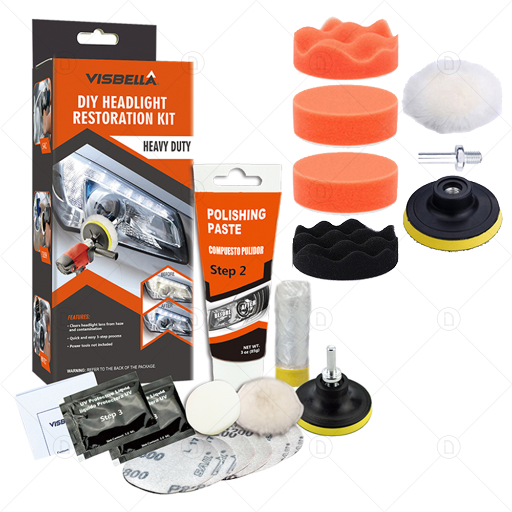 Kits de pulido para restauración de faros de coche, abrillantador químico, reparación de faros, pulidor de lentes, pasta de limpieza, herramienta de restauración: Oro