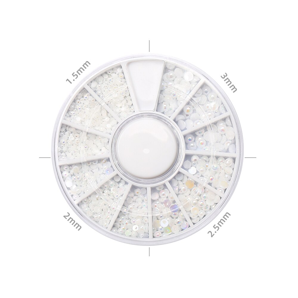 HNUIX-Cuentas 3d de diamantes de imitación para decoración de uñas, adornos para manicura de salón de belleza, color blanco, mezcla de tamaños: 03