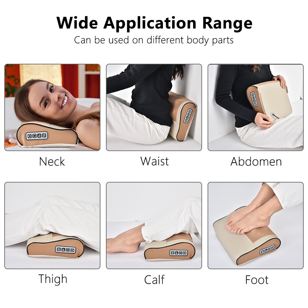 Almohada de masaje eléctrica con calefacción infrarroja, masajeador Shiatsu, dispositivo de terapia Cervical, herramientas de relajación