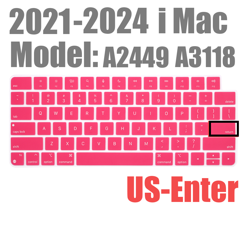 For Apple iMAC Keyboard Cover release) A2450 A2449 Magic Keyboard Stickers Protector Silicone Bluetooth keyboard case US: US- type pink