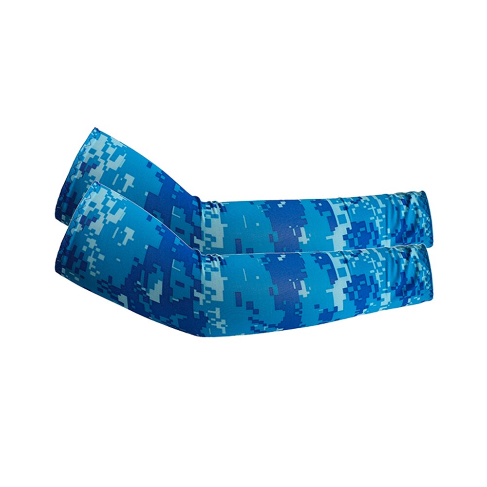 1 paio di sport estivi assorbenti per il sudore protezione UV Unisex set di bracci freddi per ciclismo pallacanestro correre maniche da braccio da pallavolo: Camo Sky Blue