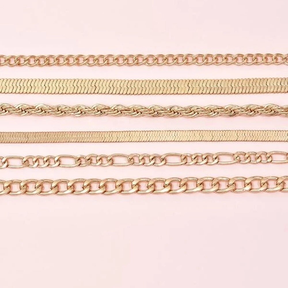 Boho-armbänder mit mehreren stufen für damen, Punk-schlangenkette, goldfarben, Strand, handgefertigt, geometrische seilkette, schmuck  b020