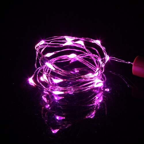Guirlande lumineuse pour bouteille de vin en forme de liège 1m/2m, LED cordes avec bouchon de bouteille décorations, pour halloween, fête de noël: Pink / 2m 20leds