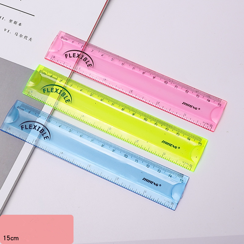 Soft Straight Ruler Students Measurement Ruler Curling Folder Straight Ruler 15/20cm 1PC Color Random: 15cm random