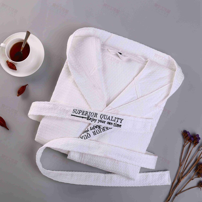 Puuvillainen vohvelikuvioinen kylpytakki miehille #39 hupullinen morsiusneitojen miesten kylpytakki morsian mies kimono ohut narukylpytakki pariskunnalle löysä koti: Valkoinen huppu / Xl