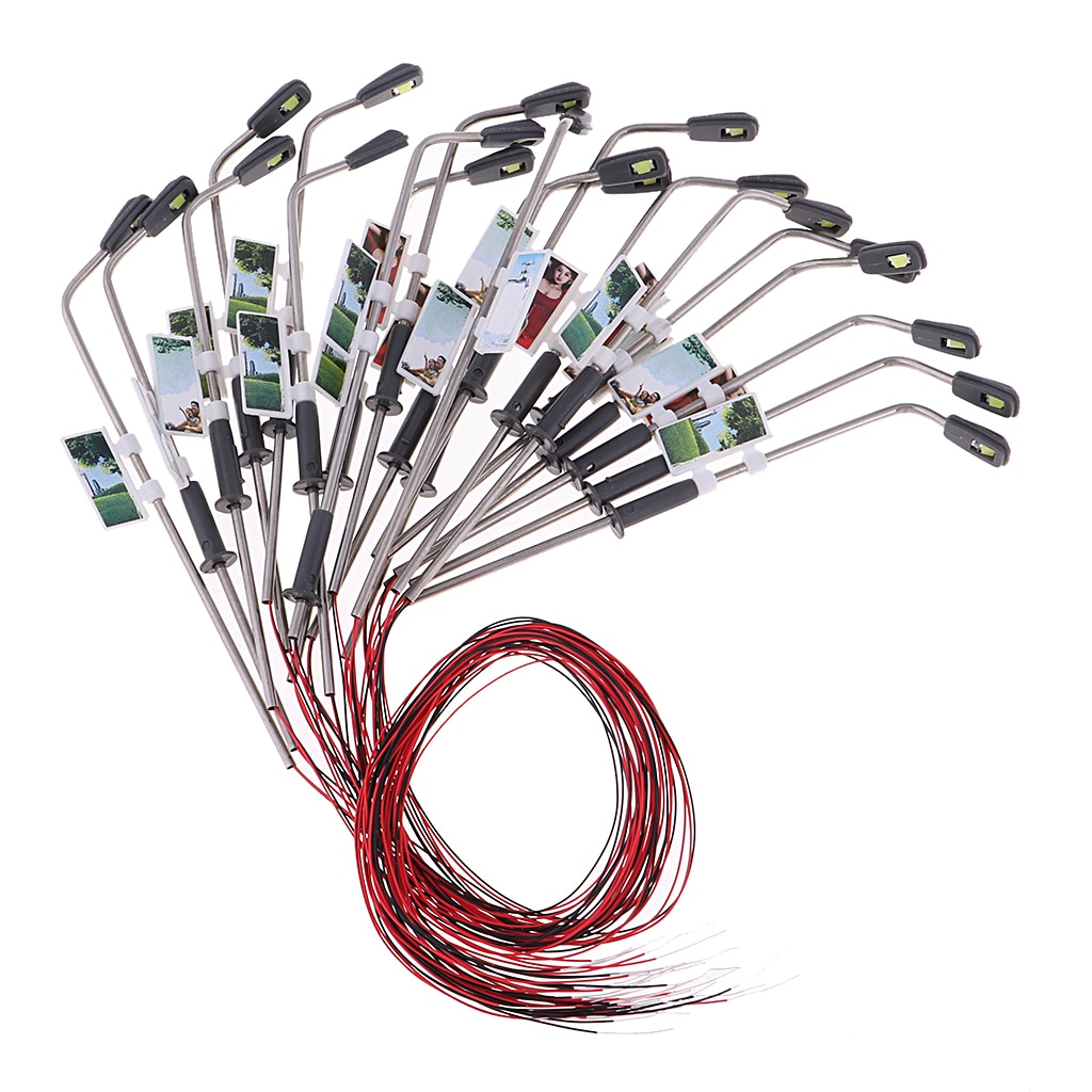 20pcs Mini Model Railway Train Lamp Post LED Street Lights HO Scale 1:150