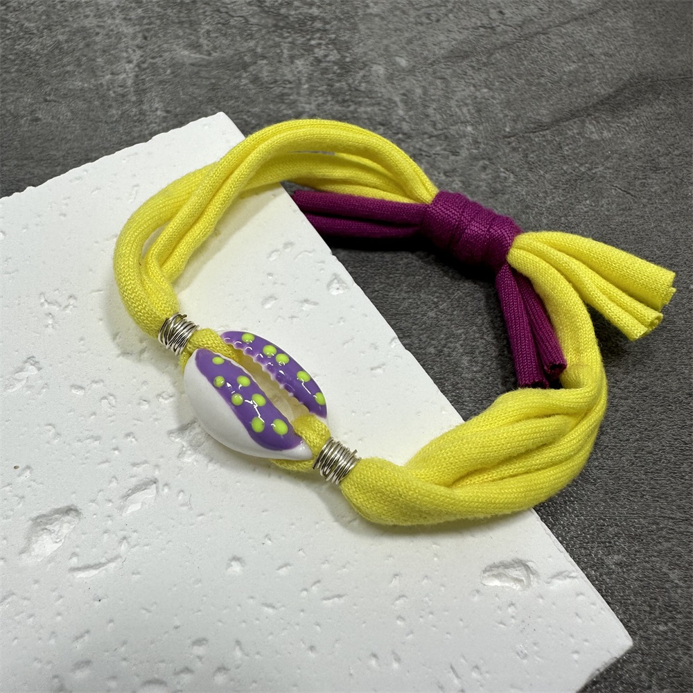 Bracciale con ciondoli a conchiglia a pois Linea di cotone colorata Braccialetti con corde intrecciate fatte a mano per gioielli da donna, uomo e bambino: Stampigliatura