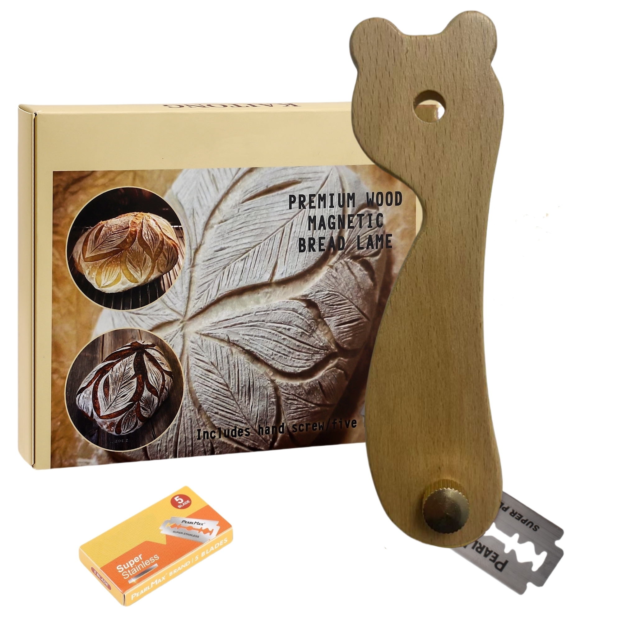 Herramienta de puntuación de masa de lame de pan de madera magnética, herramienta de puntuación de lame de levadura hecha a mano, herramienta de puntuación de pan, horneado de pan casero, doug: Amarillo claro