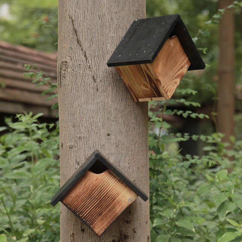Wood Bird House Natural Wooden Birdhouse Sleeping Nest for Indoor Outdoor Birds Exquisite Garden Decoration
