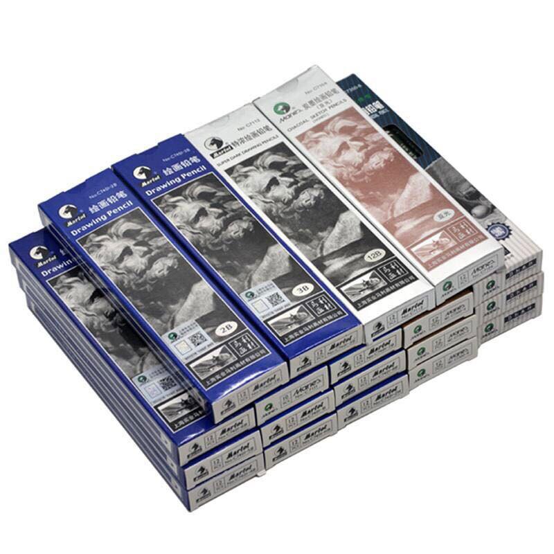 12pcs / box wooden sketch drawing writing pencil art DIY complete set 2B / 4B / 6B / 10B / 12B / 14B