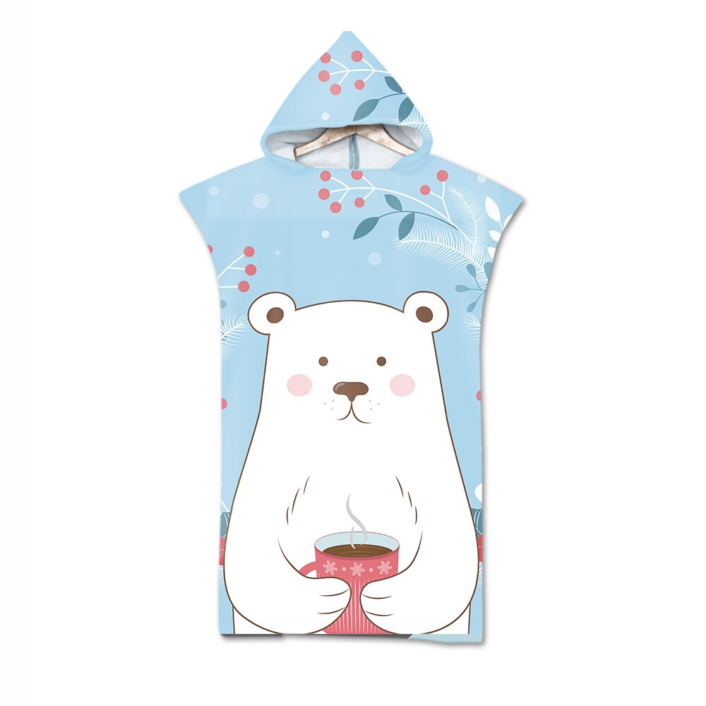Cute Cartoon Animals Microfiber Hooded Beach Towel For Kid Adults Swimming Cloak: 2