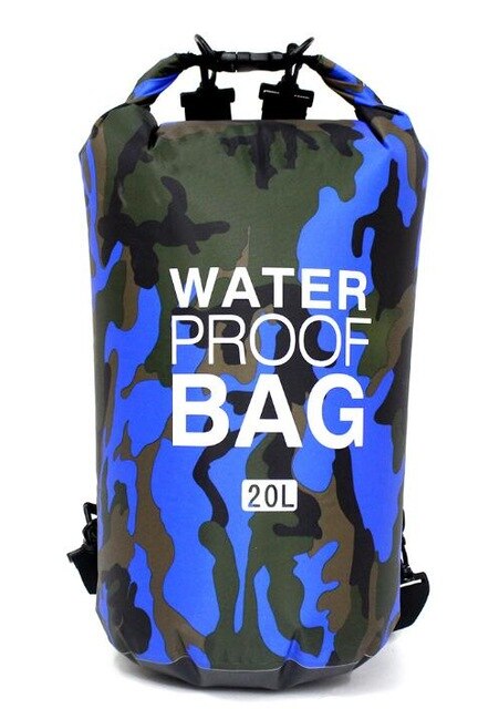 PVC Waterproof Dry Bag 10L 20L Camo Outdoor Diving Foldable Man Women Beach Swimming Bag Rafting River Ocean backpack: 20L Dark Blue