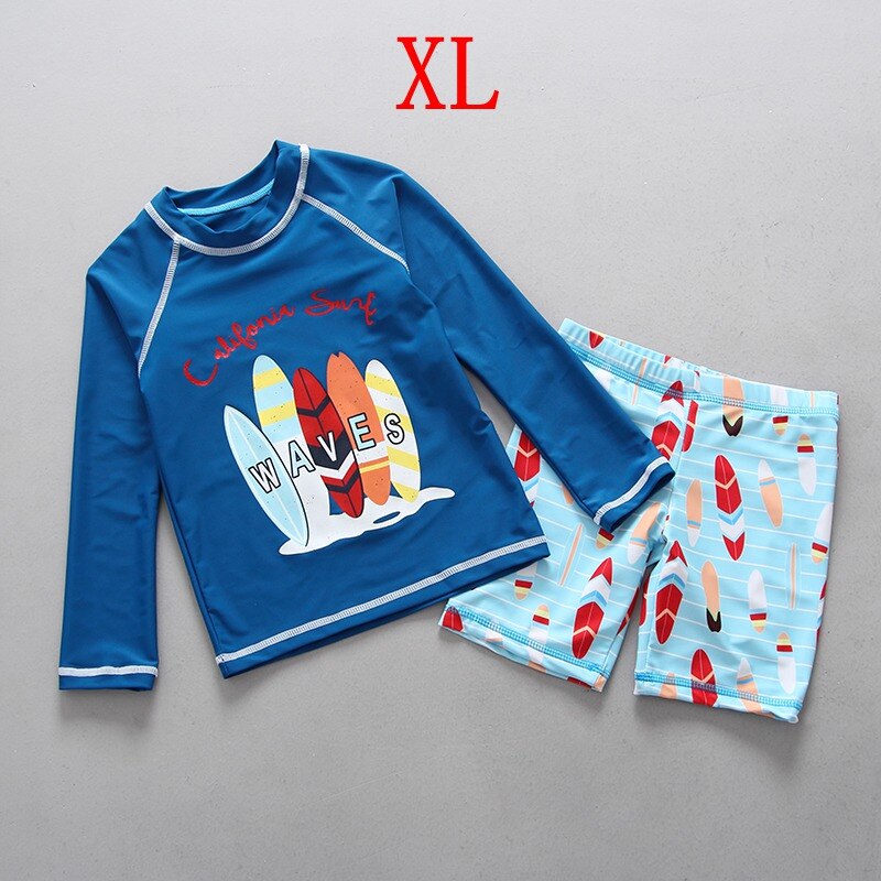 Kinderen Badmode Jongen Tweedelige Lange Mouwen Badpak Kind Bescherming Badkleding Zwemmen Pak Voor Jongens Rashguard Peuter: XL