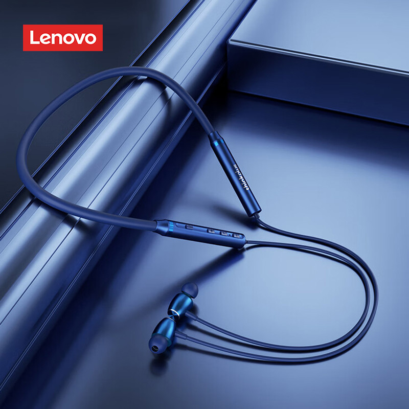 Original Lenovo HE05X Bluetooth 5.0 Nacken-Ohrhörer, hautfreundliches Kragen-Headset aus flüssigem Silikon, wasserdichte IPX5-Kopfhörer: Blau