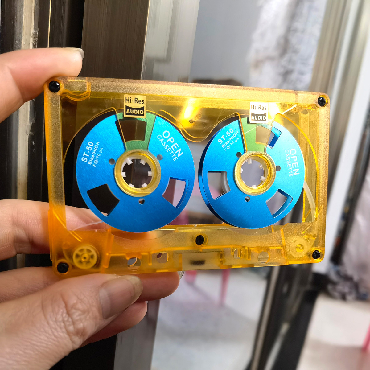 Audio Cassette Reel to Reel Tape Cassette 50 Minute Blank Tape Double Sided Metal Reel Hollow Case Self-made: Brown