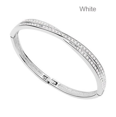 Bracelet de manchette en strass, AAAA + cercle, bijou de , breloques directe, mignon, pour femmes, amoureux romantique,: silver white