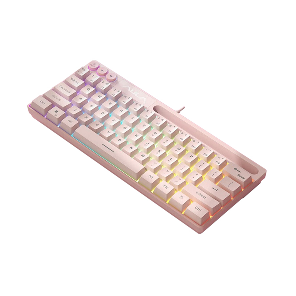 AULA F3061 Mechaniczna klawiatura dotykowa 61-klawiszowa przewodowa mini klawiatura Podświetlana klawiatura RGB Klawiatura do gier laptopa stacjonarnego: BRĄZOWA