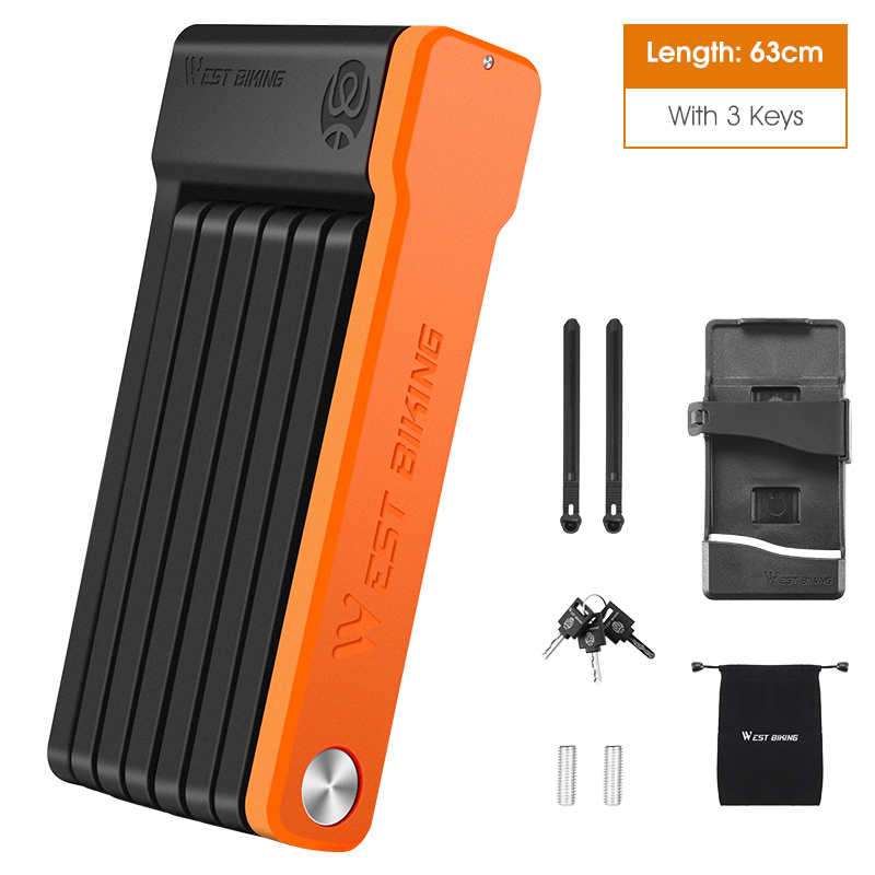 WEST BIKING-candado plegable para bicicleta de montaña, candado antirrobo de seguridad para carretera, candado de cadena para bicicleta eléctrica, accesorios para bicicleta: Default Title