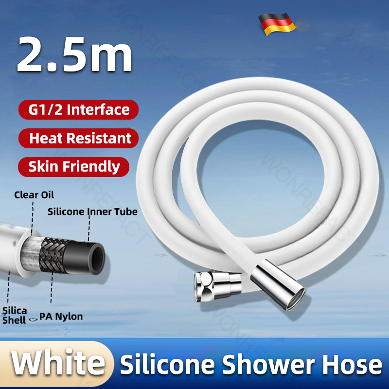 Extension de tuyau de douche Flexible Extra longue en Silicone, avec raccords en laiton, remplacement de Tube de douche, tuyau haute pression de 1.5m/ 2m: Orange