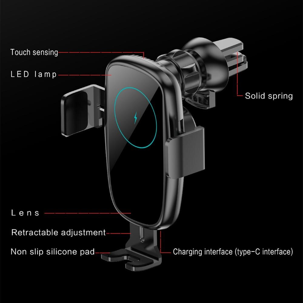 Automatic Clamping 10W Car Wireless Charger For iPhone XS Huawei LG Infrared Induction Qi Wireless Charger Car