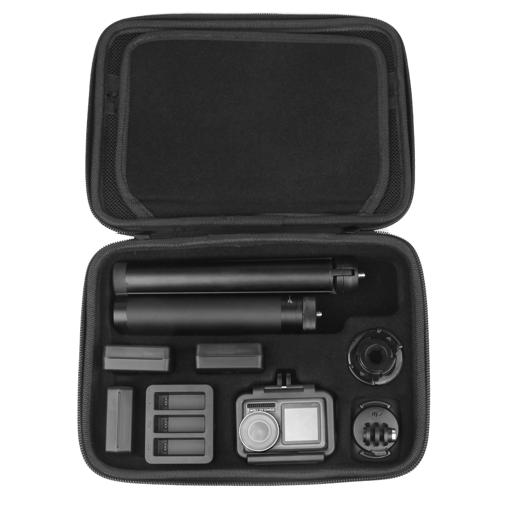 Draagbare PU waterdichte doos draagtas voor DJI OSMO ACTIE Camera storage case met mesh ruimte rits bag travel accessoires