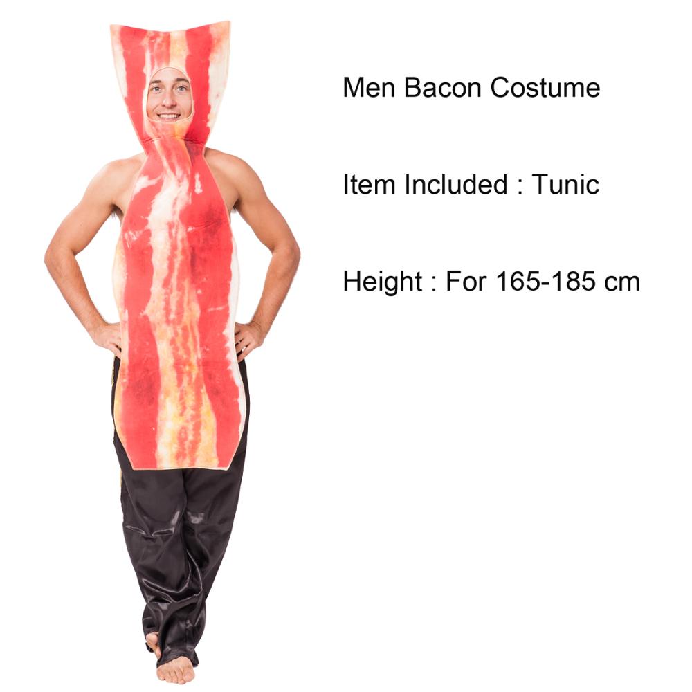 Volwassen Kids Funny 3D Afdrukken Voedsel Worst Dog Kostuums Halloween Mannen Vrouwen Een Stuk Pizza Kostuum Carnaval Bacon cosplay: Bacon