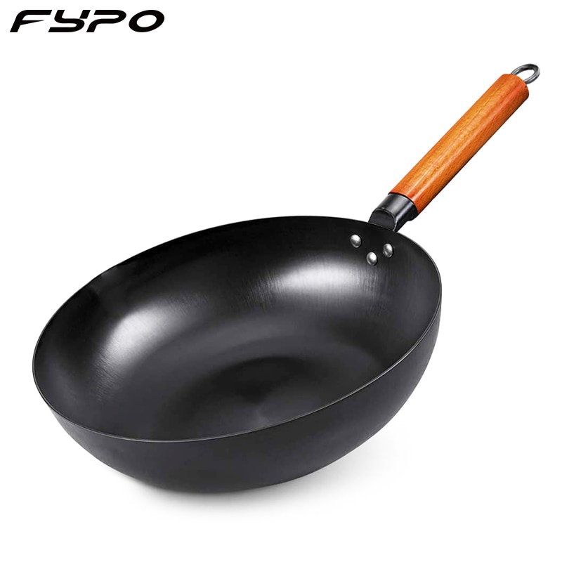 Fypo kinesisk traditionel håndlavet jern wok non-stick pande non-coating gas og induktion komfur køkkengrej køkken gryder pander