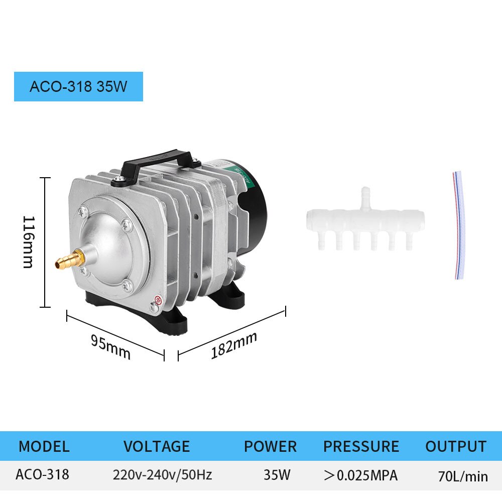 Aquarium Kompressor Air 220V High Power E-magnetische Luftpumpe Fischteich Sauerstoff Pumpe für Teich Air Belüfter pumpe ACO-208/308/318 240V: ACO318-35W / AU Plug