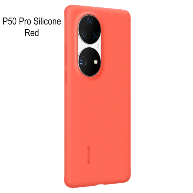 Originele Huawei P50 Pro Siliconen Case Cover Vloeibare Siliconen Luxe Case Met Microfiber Binnenkant Beschermende Shell Voor P 50 Pro: red