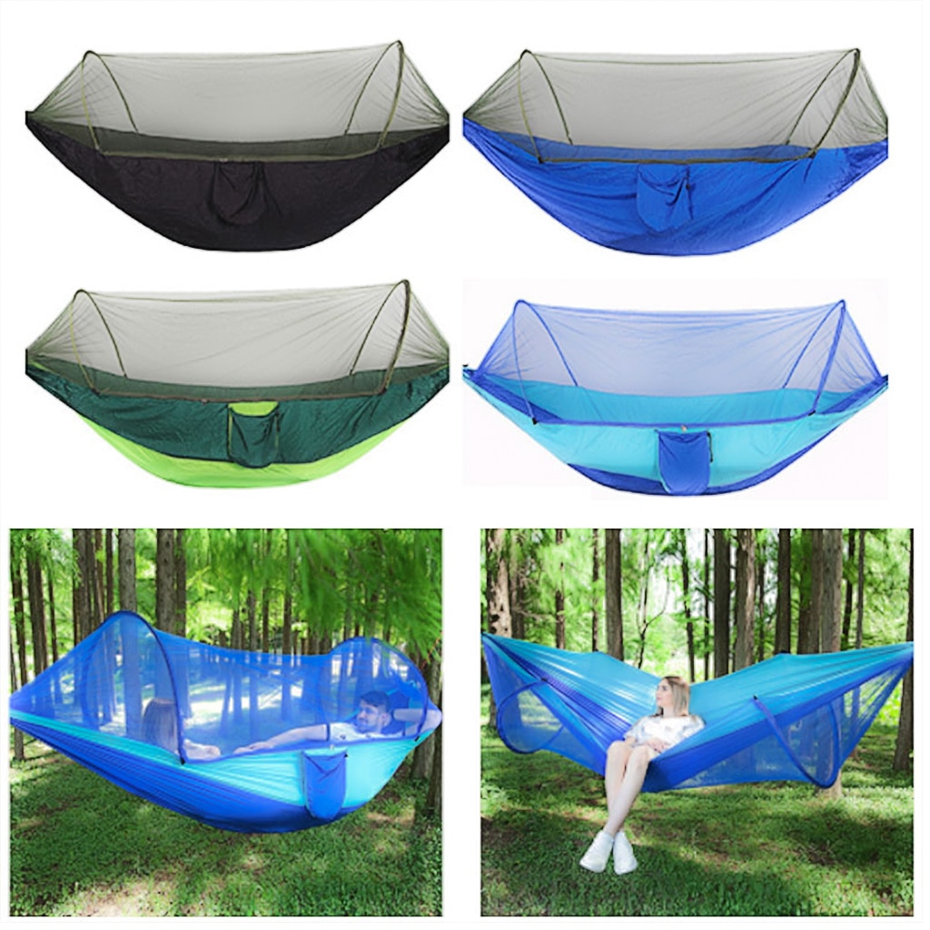 Utendørs myggnett fallskjerm hengekøye telt bærbar campinghage hengende soveseng høystyrke sovehuske 250 x 120cm