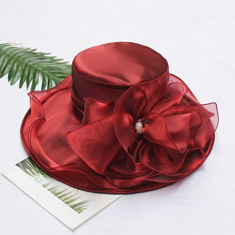 Chapeaux de mariage pour femmes chapeau mariage femme accessoires de mariage fascinators pour mariages chapellerie de mariée mariée chapeau de soleil: Burgundy
