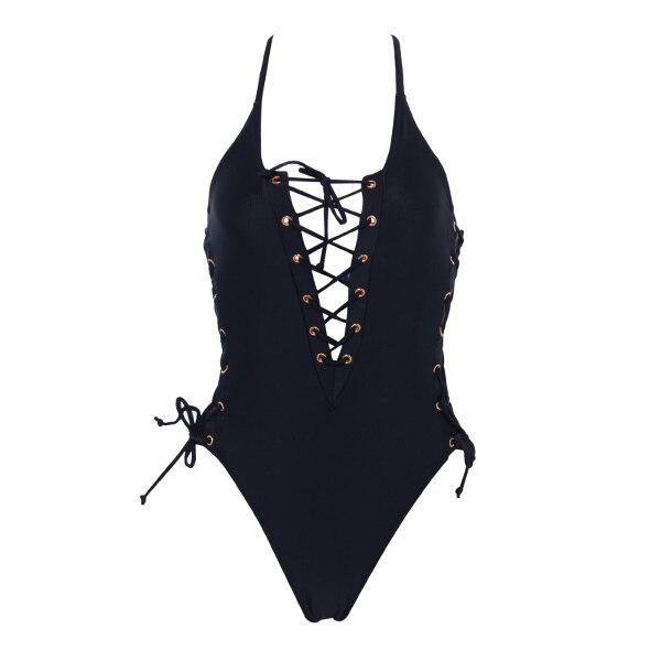 Andzhelika Solid Bandage Een Stuk Badpak Vrouwen Sexy Hoge Cut Meisjes Badpak Badpakken Beachwear Monokini: 75065D1 / L