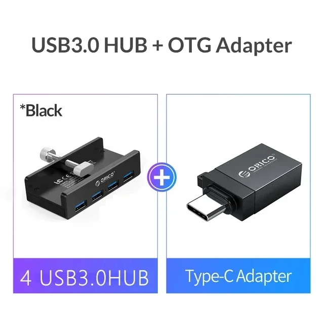 ORICO USB 3.0 Hub mit Netzteil USB3.0 Splitter Adapter Clip-Typ Multi Splitter Hochgeschwindigkeits-Datenübertragung für Laptop PC: Kakifarbig