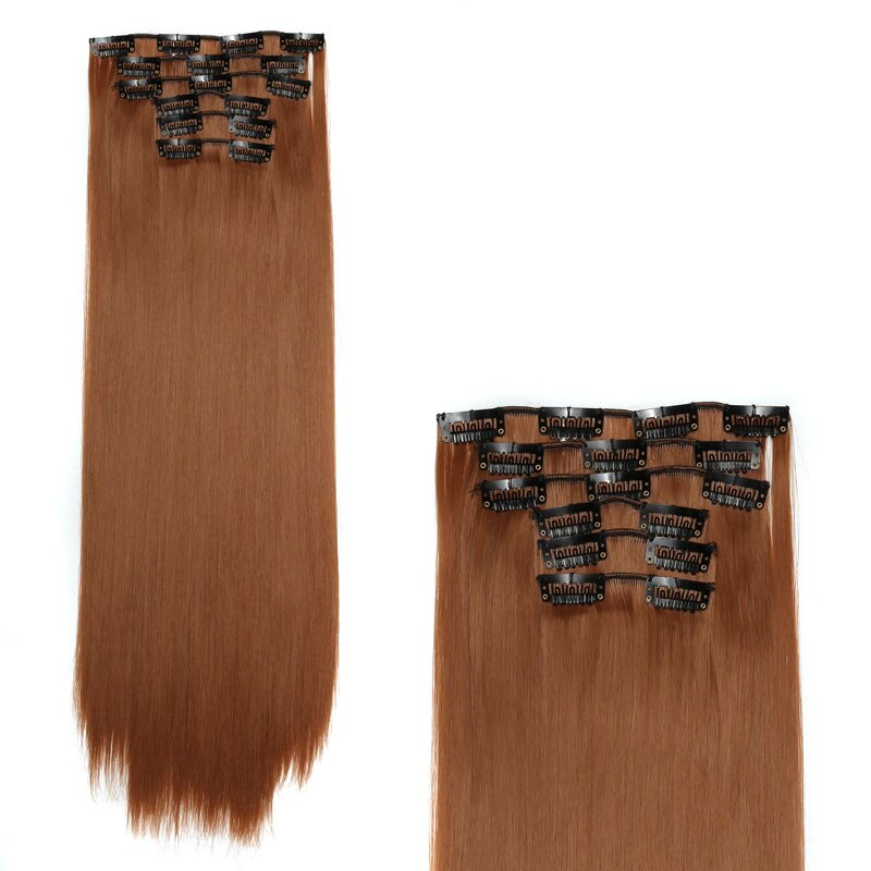 Cheveux de charme 24 pouces longue Extension de cheveux raides 6 pièces/ensemble 16 Clips haute température pince à cheveux synthétique dans l'extension de cheveux: n ° 30